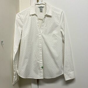 Women’s size 6 H&M White Polka Dot Button Down Shirt